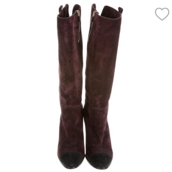Chanel Suede Cap-Toe Boots Sz 40.5 - Picture 4 of 12